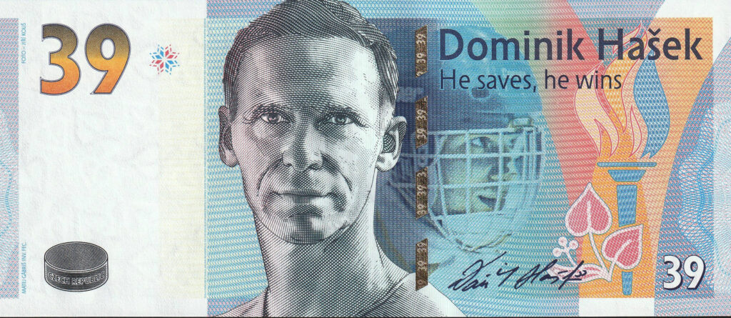 Pamětní list v podobě bankovky s portrétem Dominika Haška